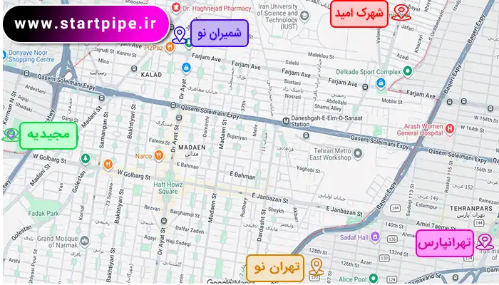 نقشه تحت پوشش لوله بازکنی نارمک