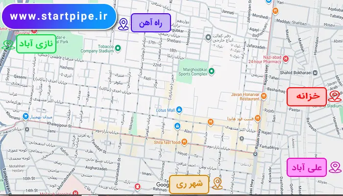 مناطق تحت پوشش لوله بازکنی در نازی آباد 