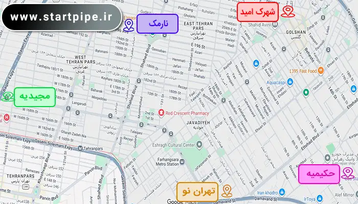 مناطق تحت پوشش لوله بازکنی تهرانپارس