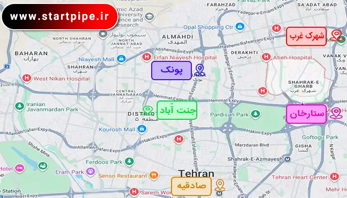 مناطق تحت پوشش لوله بازکنی غرب تهران